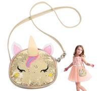 NIYANGLE Cute Unicorn Crossbody Bag for Little Sturdy PU Leather Purse with Glitter Rainbow Design for Travel