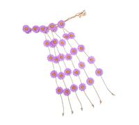 NIYANGLE Daisy Tassel Flower Headband Hair Band Elastic Band for Women Girls Lightweight Vacation Hair Accessory in Light Purple