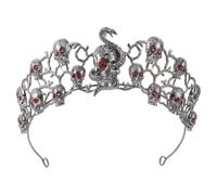 NIYANGLE Dark Style Goth Rhinestone Skull Crown Headdress Alloy Queen Crown for Halloween Banquet Decorative Tiara Headpiece