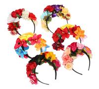 NIYANGLE Day the Dead Headband and Easy to Carry Flexible Design 6pcs Floral Crown Gothic Hair Accessories with Vintage Cloth Material for Women for Masquerade and Festival Parties