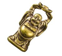 NIYANGLE Decorative Brass Craft Small Buddha Ornament with Unique Design, Golden Solid Brass Statue for Desktop and Room, Feng Shui Decoration to Resist Misfortune and Bring Good Fortune