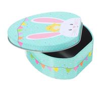 NIYANGLE Decorative Easter Tinplate Storage Box with Lovely Bunny Print for Candy and Cookie Packing for and Party Celebrations