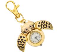 NIYANGLE Delicate Owl Pocket Watch Keychain Lightweight Cartoon Crescent Shape with Arabic Numbers Gold Tone for Everyday Use and Giving