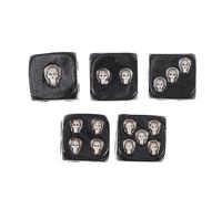 NIYANGLE Dice for Entertainment and Choice Making Made of Sturdy Resin Black Skull Head Shape 5pcs Sturdy Game Dices for Party and Halloween Fun