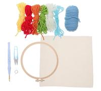 NIYANGLE DIY Punch Embroidery Kit Small Rainbow Style with 20cm Round Frame, Thread, Wool, Scissors and Tools Set for Handcraft and Beginner Stitching at Home