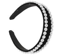 NIYANGLE Double Row Pearl and Face Washing Suitable for Daily Wear Elegant and Simple Design Velvet Headband Non-slip and Portable Hair Band Hair Accessory for Women