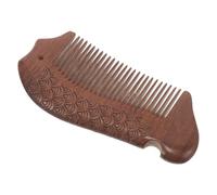 NIYANGLE Double-Sided Engraved Fish-Shaped Wooden Comb Black Gold Sandalwood Hair Detangling Comb for Hair Types Portable Massage Small Size for Travel