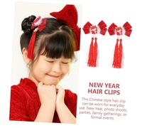 NIYANGLE Dragon Bow Hair Clips with Tassel for Women and Red Chinese Style Hairpins Fine Hair Accessories for Year Parties and Formal Events