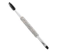 NIYANGLE Dual Ended Eyebrow Brush with Rhinestone Embellishment Angled Flat Head for Precise Brow Shaping and Lash Combing Compact Travel Friendly Makeup Tool for Defined Natural Eyebrows