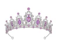 NIYANGLE Elegant Baroque Rhinestone Headband for Bride Women with Sparkling Elements and Vibrant Colours, for Weddings and Quinceañeras, Purple Zinc Alloy Princess Tiara Crown