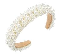 NIYANGLE Elegant Bridal Hairband with White Synthetic Pearls and Crystal Beads, Delicate Baroque Style Headwear for Wedding and Photo Props, Charming and Gorgeous Hair Accessory for Ladies