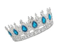 NIYANGLE Elegant Bride Crown for Women Silver and Lake Blue Wedding Headdress Fashion Headwear for Special Occasions Charming Hair Ornament for Prom and Parties