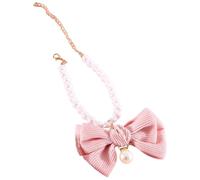 NIYANGLE Elegant Pink Adorable Cat Collar with Bowknot Design, Comfortable Polyester and Plastic Material, Decorative Pearl Puppy Collar Suitable for Pets