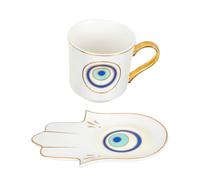 NIYANGLE Elegant Turkish Coffee Cup and Saucer Set 300ml Ceramic Tea Cup with Versatile Water Holding Function for Office and Home Use, Featuring European Style and Beautiful Lines