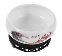 NIYANGLE Elegant White Ceramic Hydroponic Planter Bowl for Bonsai and Aquatic Plants with Simplified Plant Care, Suitable for Living Rooms and Study Areas