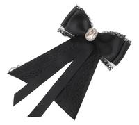 NIYANGLE Elegant Womens Brooch Black Bow Style Pin Design with Galloon Webbing Material, for Dresses and Clothes on Special Days like Birthday, Fashionable and Fixed Brooch Pin for Women