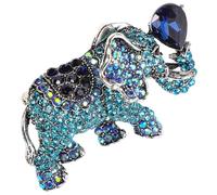 NIYANGLE Elephant Brooch Alloy Rhinestone Pin Auspicious Multi-Function Clothes Badge for Women Formal Dress and Travel
