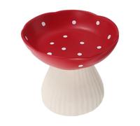 NIYANGLE Elevated Ceramic Cat Bowl with Mushroom Raised Design, Whisker Friendly and Anti Vomiting, Featuring Antislip Bottom and Neck Fatigue Relief, for Indoor Cats and Kittens