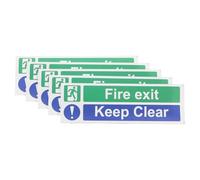 NIYANGLE Emergency Exit Fire Exit Door Signs 5Pcs Self-Adhesive Safety Stickers for Schools Offices and Public Areas Obstruction Reminder