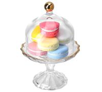 NIYANGLE European Style Gold-Plated Glass Cake Serving Tray with Lid, Medium Dessert Plate for Afternoon Tea, Fruit and Candy Display Stand for Home Entertaining