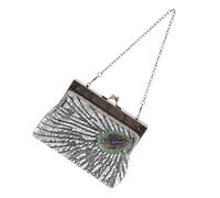 NIYANGLE Evening Clutch Bags Crossbody Shoulder Bag Vintage Polyester Sequin and Bead Embroidery Versatile Carrying Options Women Weddings and Prom Peacock-inspired Design