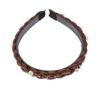 NIYANGLE Fishbone Braid Wig Elegant Headband Pearls for Women Hair Cuffs for Braids Fashion Headband