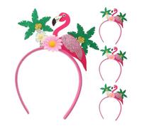 NIYANGLE Flamingo and Palm Tree Headbands with Secure Fit and Vivid Colours 4pcs for Women, Tropical Themed Party Hair Accessories for Gatherings and Beach Parties
