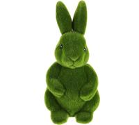 NIYANGLE Flocking Rabbit Ornament for Indoor and Yard Decor, Adorable Green Micro Landscape Artificial Moss Bunny Highlighting Easter Atmosphere Lifelike Design
