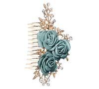 NIYANGLE Floral Bridal Hair Comb with Rhinestone and Leaf Design Elegant Wedding Hair Accessory for Women and Flower Hairpin for Parties and Celebrations