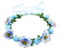 NIYANGLE Floral Wreath Headbands and Ribbon Strap Bohemia Style 3pcs with Realistic Artificial Flowers Cloth Material Hair Accessories for Dress on Ordinary Day or Engagement for Teens