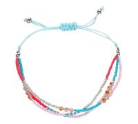 NIYANGLE Folk Style Knitted Beads Wristlet Anklet for Ladies with Strong Chain and Comfortable to Wear, Plastic and Fabric Material, for Summer Beach and Casual Wear