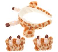 NIYANGLE Giraffe Headband for Face Washing Makeup and Creative Use Includes Adorable Cartoon Headband Water-absorbing Wristband and Lovely Girl