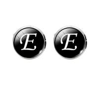 NIYANGLE Glass Cuff-link Sleeve Button round English Letter E Pattern, Glass Collar Button for Men’s Formal Shirts, Decorative Shirt Accessory for Business and Wedding