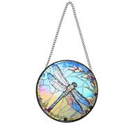 NIYANGLE Glass Dragonfly Window Pendant Stained Glass Hanging Decoration for Garden and Indoor Spaces
