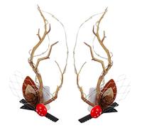 NIYANGLE Glowing Antler Hair Clip Deer Horn Barrettes Christmas Antlers Hair Clip Glowing Horns Holder Barrette for Cosplay Costume