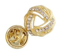 NIYANGLE Golden Circular Brooch Pin with Metal and Crystal Glass Material, Elegant Shirt Collar Decoration with Anti-exposure Feature, Suitable for Fashion and Formal Wear