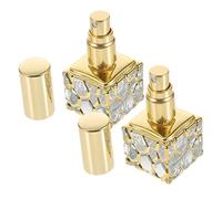 NIYANGLE Golden Glass Travel Perfume Dispenser with 10ml Capacity, Refillable Small Perfume Spray Bottle for Storing Fragrance, Portable 2pcs Set for Travel and Other Occasion