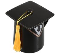 NIYANGLE Graduation Party Ceramic Coffee Mug with 450ml Capacity, Black 3D Bachelor Cap Design Featuring Spillproof Lid and Ergonomic Lip, Phd Graduation Gifts for Students and Teachers