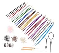 NIYANGLE Hair Tinsel Extensions DIY Kit for Braids Glitter Hair Tinsel Ponytail Clips Rubber Bands for Cosplay Party