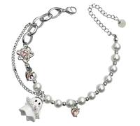 NIYANGLE Halloween Ghost Charm Bracelet for Unisex Party Use, Silver Alloy Material with Unique Decorative and Comfortable Design, Stylish Punk Accessories and Women