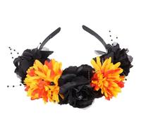 NIYANGLE Halloween Hairband for Women with Simulated Orange Silk Flowers and Creative Spider Design, Easy to Put as Memorable Photo Props for Party and Costume Accessories