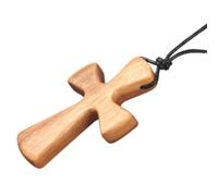 NIYANGLE Hand-carved Design Wooden for Cross Women Necklace with Pendant Wood Khaki Material, Simple Elegant Style for Thanksgiving Accessories Party