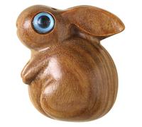 NIYANGLE Handcrafted Rosewood Rabbit Pendant DIY Keychain Charm Decorative Bunny Figurine for Chinese Year Rabbit Lovers Detailed Zodiac Wood Craft Accessory for Necklace Keyring