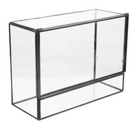 NIYANGLE Handmade Geometric Glass Terrarium with Body and Tin Frame, Small Ecological Desktop Container for Plants and Moss, for Bathroom or Kitchen Countertop DIY Landscape