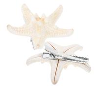 NIYANGLE Handmade Hair Accessories Sea Star 2pcs Hair Clips Natural Five-pointed Elegant Beige Sea Star Material for Women Beach for Party and Friends Gatherings