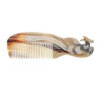 NIYANGLE Handmade Ox Horn Comb Single Sided Engraved Natural Texture Anti-static Scalp Massager Comb for Women Hair Care with Beautiful Natural Shapes Random Color