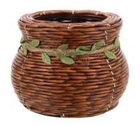 NIYANGLE Handwoven Flower Basket for Desktop Decor with Versatile Use and Lightweight Design, Resin and Wood Material Storage Basket for Indoor Plants and Home Or Office Display