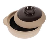 NIYANGLE Heat-resistant Clay Pot Home Stove Cooking Pot for Braised Chicken Soup Rice with Smooth Double Handles Oven Safe Kitchen Cookware for One Person