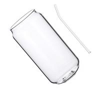 NIYANGLE Heat-Resistant Glass Cup with Straw Transparent Can-Shaped Beverage Glass for Milk Juice Coffee Wine Office and Home Use Sturdy Stylish Water Mug with Smooth Touch