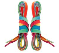 NIYANGLE Hockey Skate Laces, 1 Pair Rainbow Gradient Waxed Shoelaces 96" for Ice Hockey Boots and Roller Skates Sturdy Polyester Sports Shoelace Replacement